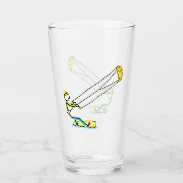Kiteboarding Stickman Glass (Front)
