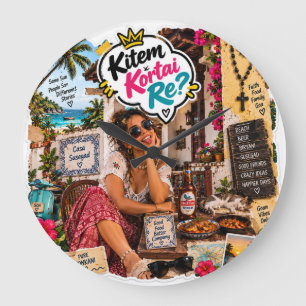 Kitem Kortai Re? — Casa Susegad Pure Konkani Vibes Large Clock