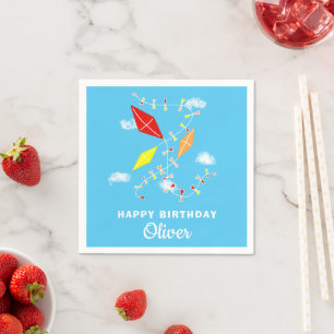 Kites Blue Sky Kids Happy Birthday Party  Napkin