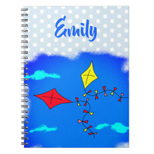 Kites in Sky Drawing Kids Name  Notebook