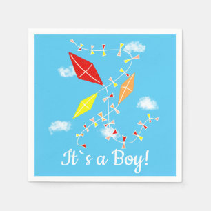 Kites in the Sky It`s a Boy Baby Shower Party Napkin