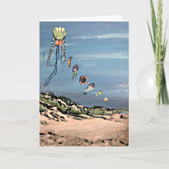 'Kites on the Beach' card (Front)