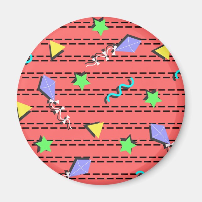 kites, stars, triangles and curvy lines magnet (Front)