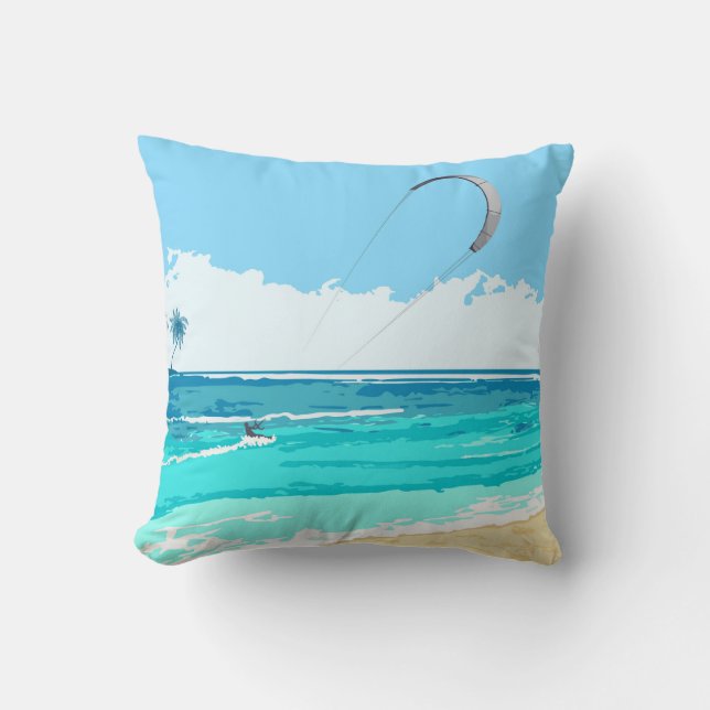 Kitesurf Blue Pillow (Front)