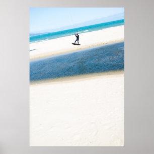 Kitesurfer boosts an air poster