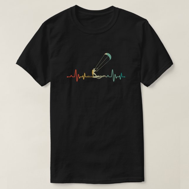 Kitesurfer Heartbeat Kiteboard Kitesurfing Kite T-Shirt (Design Front)
