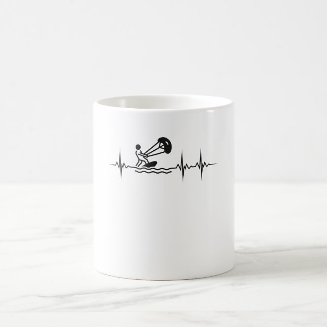 Kitesurfer Heartbeat Kitesurfing Pulse Kiting Coffee Mug (Center)