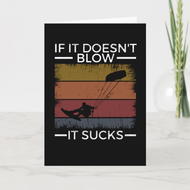 Kitesurfer Vintage Kiteboarding Retro Blow Sucks Card (Front)