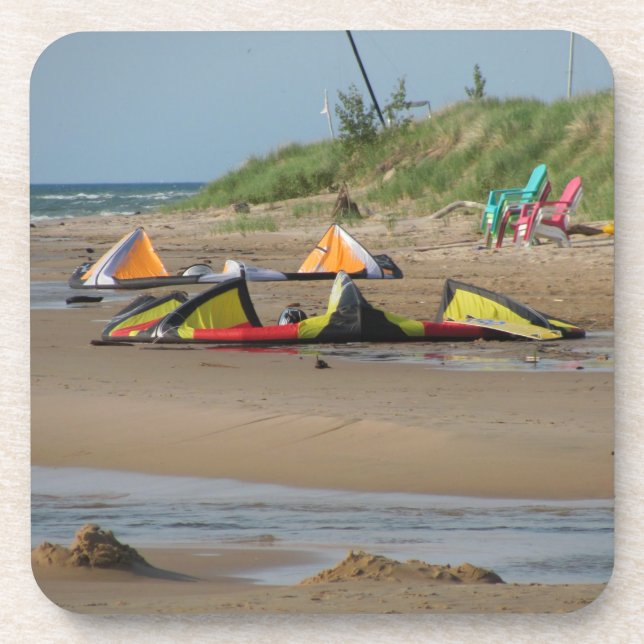 Kitesurfers by Lake Michigan  Coaster (Front)