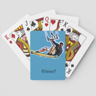 Kitesurfing athlete playing cards