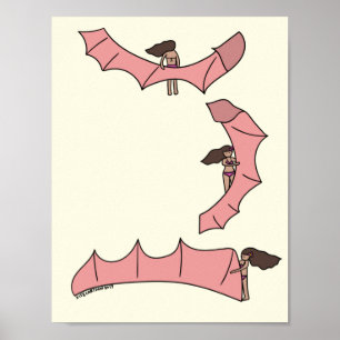 Kitesurfing/Kiteboarding - Kite girl with kite Pos Poster