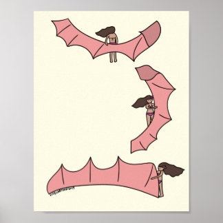 Kitesurfing/Kiteboarding - Kite girl with kite Pos Poster