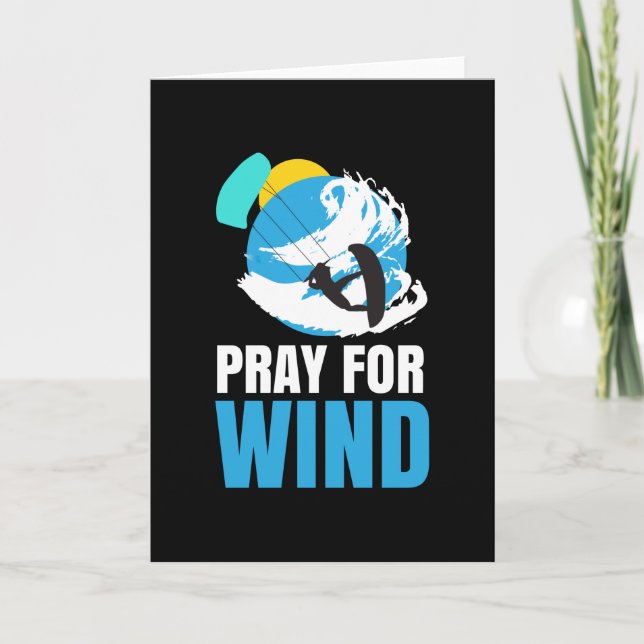 Kitesurfing Pray For Wind Kitesurfer Card (Front)