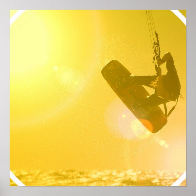 Kitesurfing Silhouette Poster (Front)