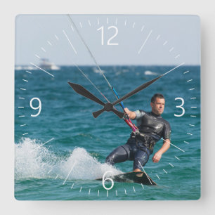Kitesurfing Square Wall Clock