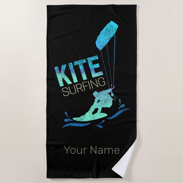 Kitesurfing Vintage Kiteboarder Kite Surfing Beach Towel (Front)