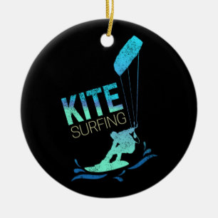 Kitesurfing Vintage Kiteboarder Kite Surfing Ceramic Tree Decoration