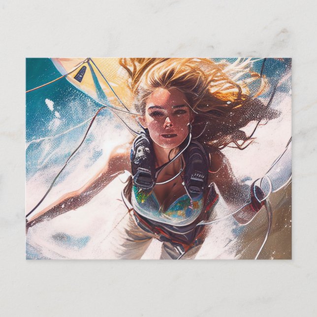 KiteSurfing Woman Postcard (Front)