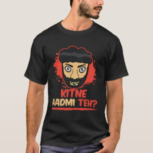Kitne Aadmi Teh Desi Bollywood Sarcastic  Hindi Pu T-Shirt