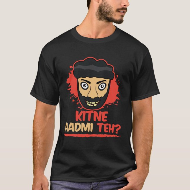 Kitne Aadmi Teh Desi Bollywood Sarcastic  Hindi Pu T-Shirt (Front)
