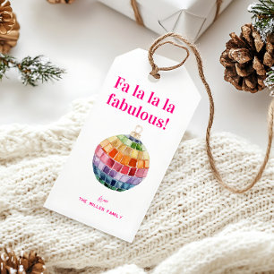 Kitsch Christmas Disco Ball Fa La La La Fabulous Gift Tags