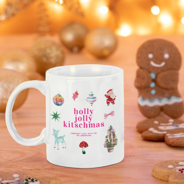 Kitsch Christmas | Retro Holly Jolly Holiday Coffee Mug (Creator Uploaded)