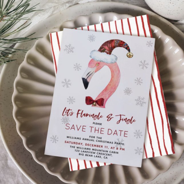 Kitsch Flamingo Christmas Party Save the Date (Creator Uploaded)