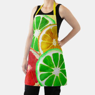 Kitsch fruit slices colourful food art apron