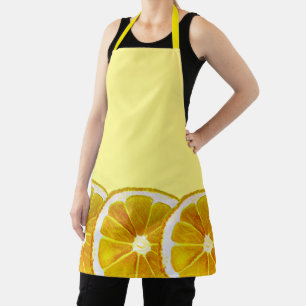 Kitsch lemon fruit slices colourful food art apron