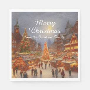 Kitsch Nostalgic German Christmas Market Greetings Napkin