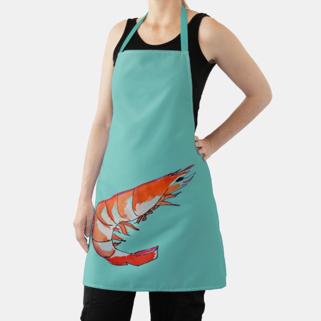 Kitsch orange prawn shrimp seafood apron (Insitu)