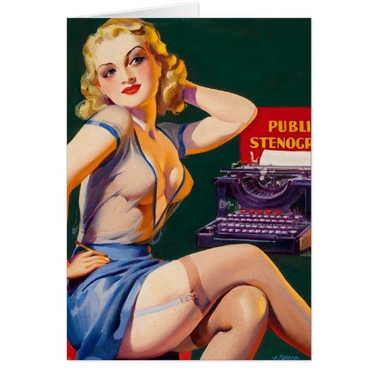 Kitsch Vintage 'Public Stenographer' Pinup Girl Card