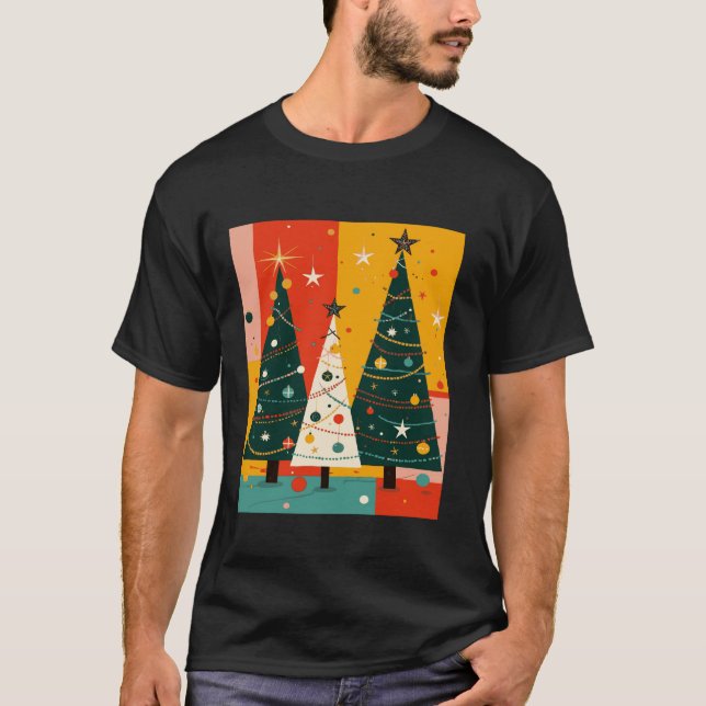 Kitschmas Christmas Fir Tree Retro Vector T-Shirt (Front)