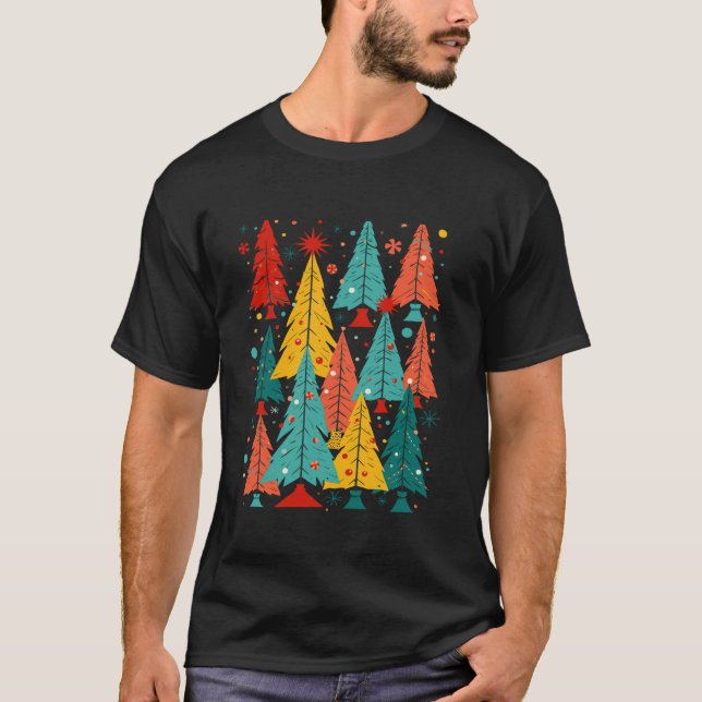 Kitschmas Fir Christmas Trees Retro Abstract Cut O T-Shirt (Front)