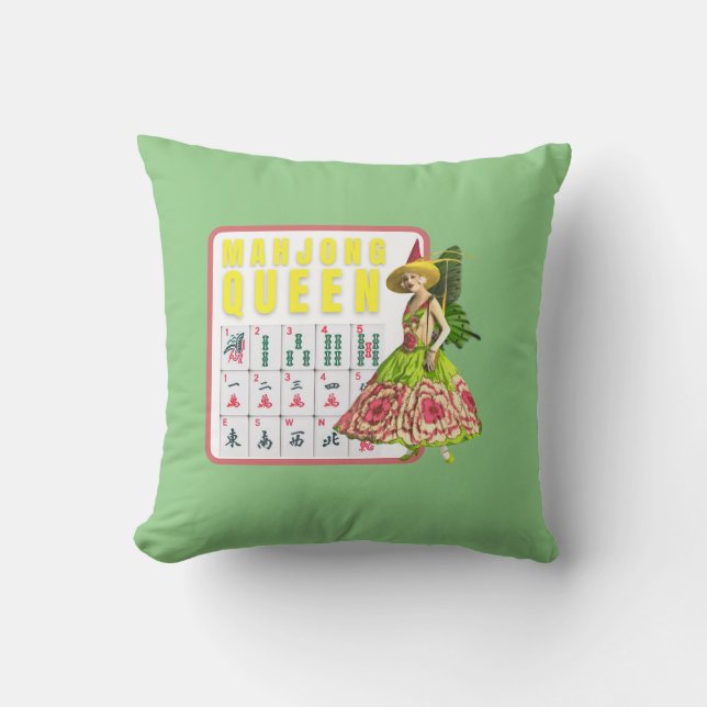 Kitschy Mahjong Queen  Cushion (Front)