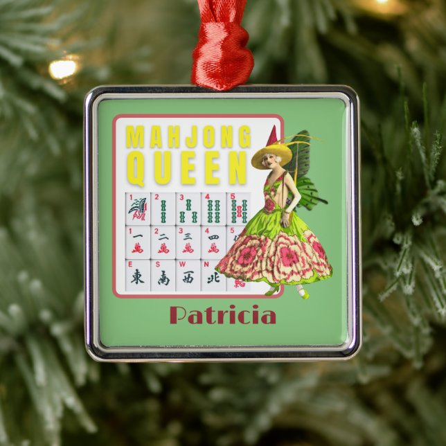 Kitschy Mahjong Queen Personalised Metal Tree Decoration (Tree)
