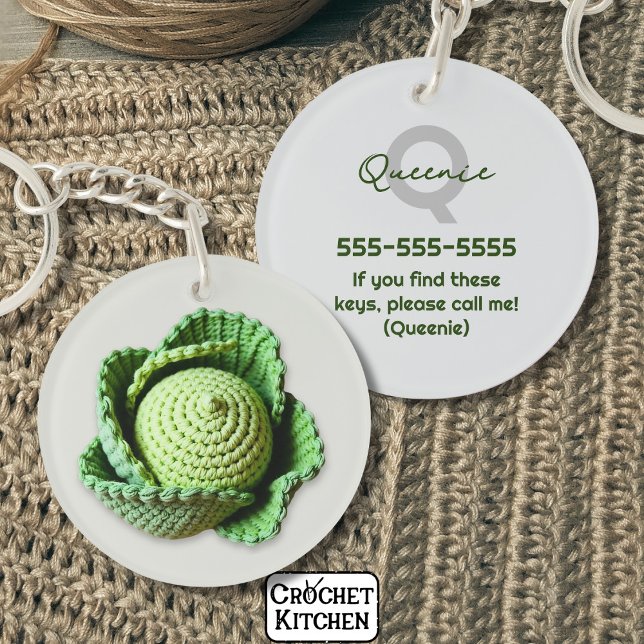 Kitschy Modern Granny Garden Crochet Cabbage Name  Key Ring (Creator Uploaded)