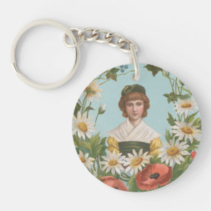 Kitschy Retro German Valentine's Card Key Ring