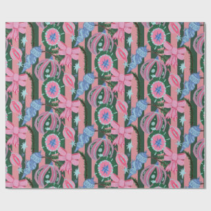 Kitschy Retro Ornament Christmas Wrapping Paper 