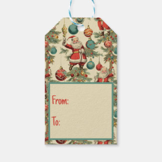 Kitschy Santa and Ornaments Gift Tags