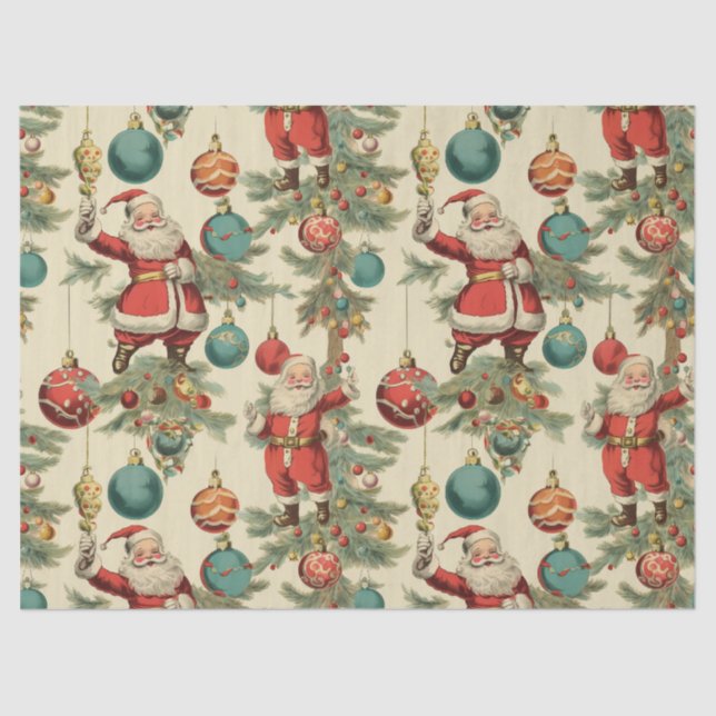 Kitschy Santa and Ornaments  Tissue Paper (Front)
