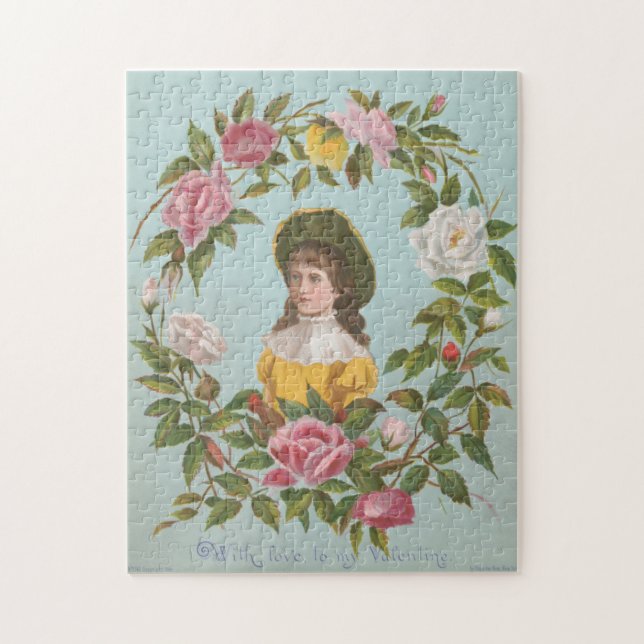 Kitschy Vintage German Valentine's Card, 1884 Jigsaw Puzzle (Vertical)