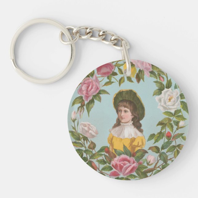 Kitschy Vintage German Valentine's Card, 1884 Key Ring (Front)