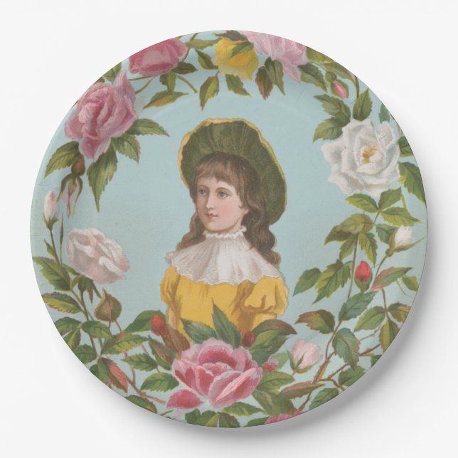 Kitschy Vintage German Valentine's Card, 1884 Paper Plate (Front)