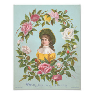 Kitschy Vintage German Valentine's Card, 1884 Photo Print