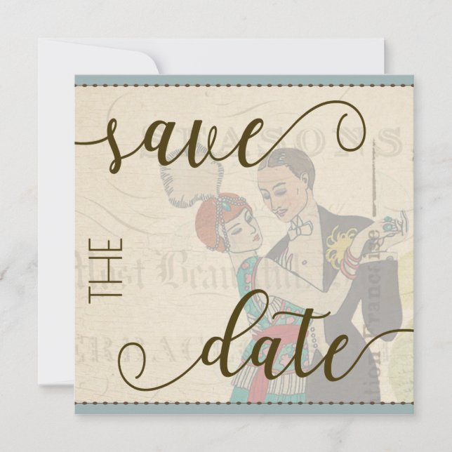 Kitschy Vintage Save the Date Card Template (Front)