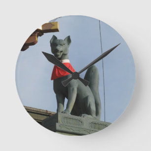 Kitsune キツネ (Fox) with Jewel in Mouth Round Clock