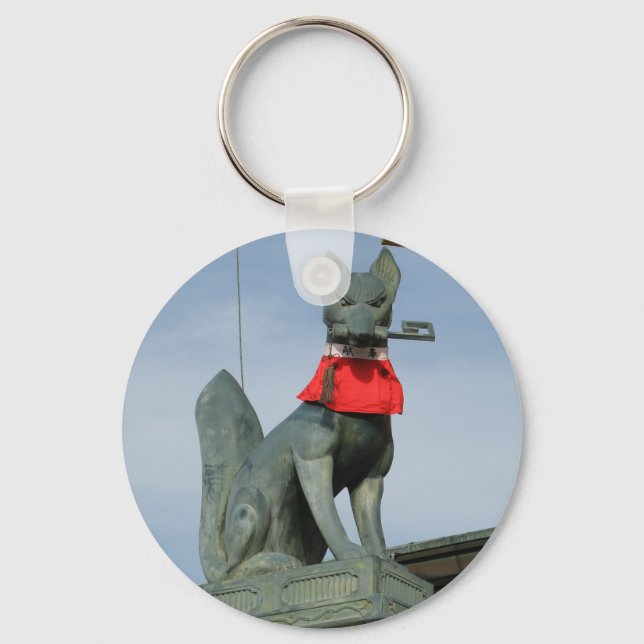 Kitsune キツネ (Fox) with Key in Mouth Key Ring (Front)
