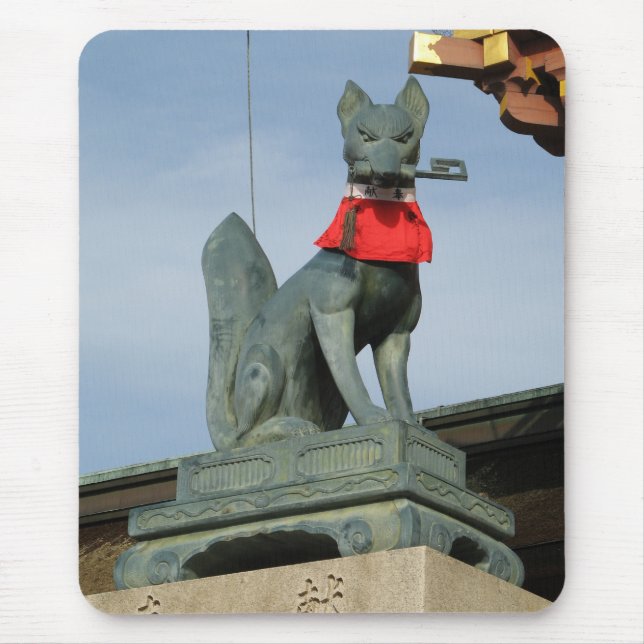 Kitsune キツネ (Fox) with Key in Mouth Mouse Mat (Front)