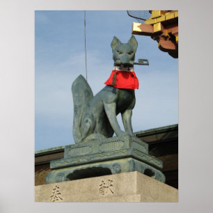 Kitsune キツネ (Fox) with Key in Mouth Poster